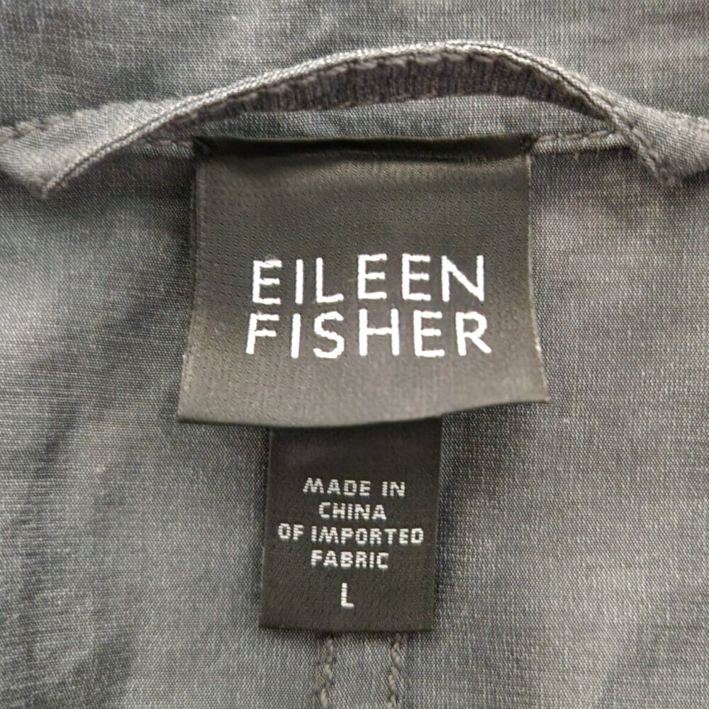 Eileen Fisher Crinkle Gray Belted Topper Coat Dress - Picture 4 of 6